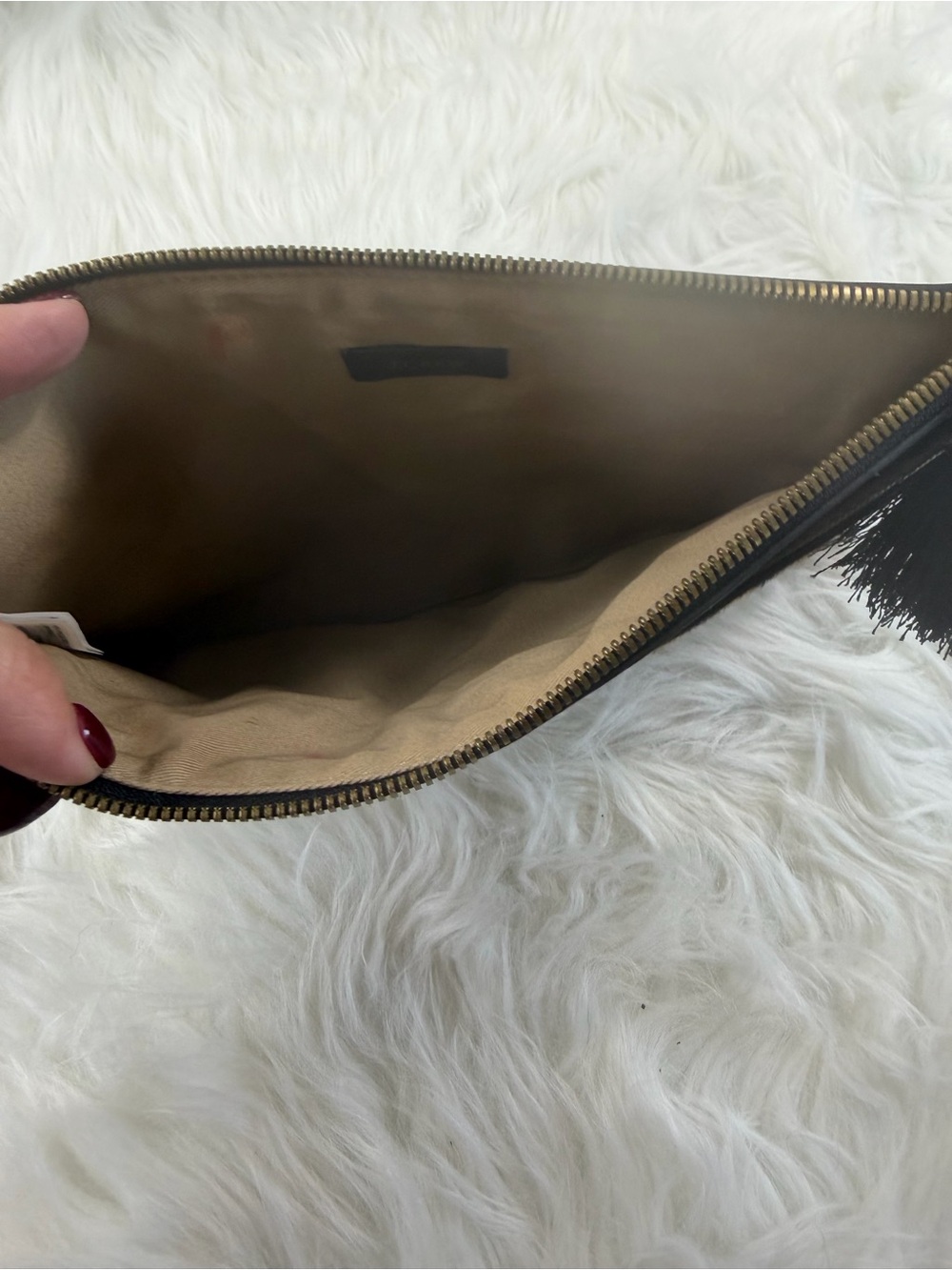 J.Crew Leopard Print Calf Hair Leather Zip Clutch Tassel Animal Print - Picture 4 of 9